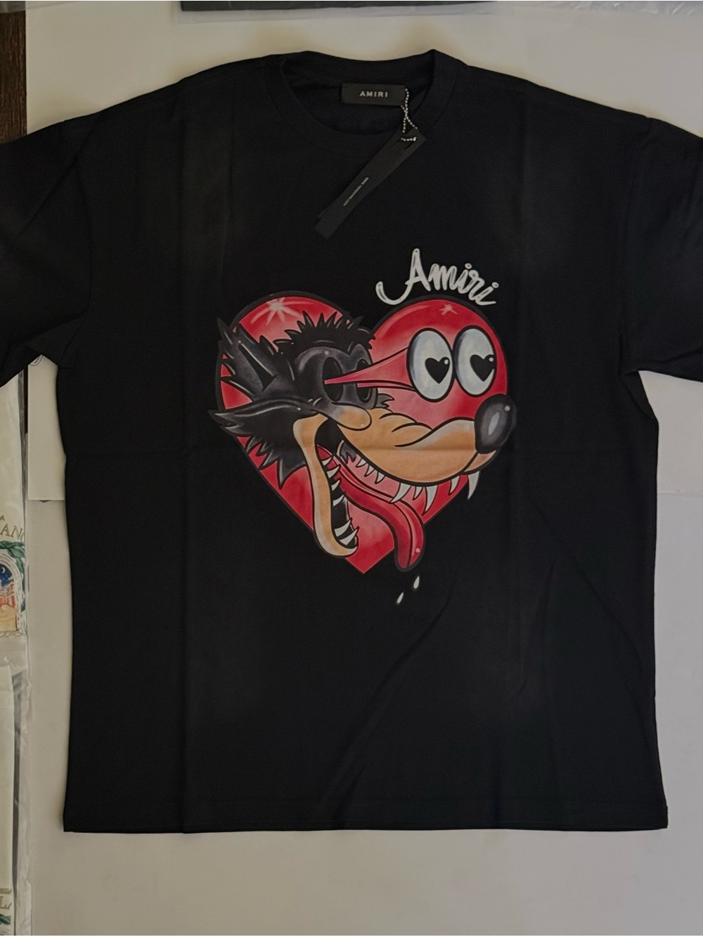 AMIRI Black Graphic Heart Wolf Tee